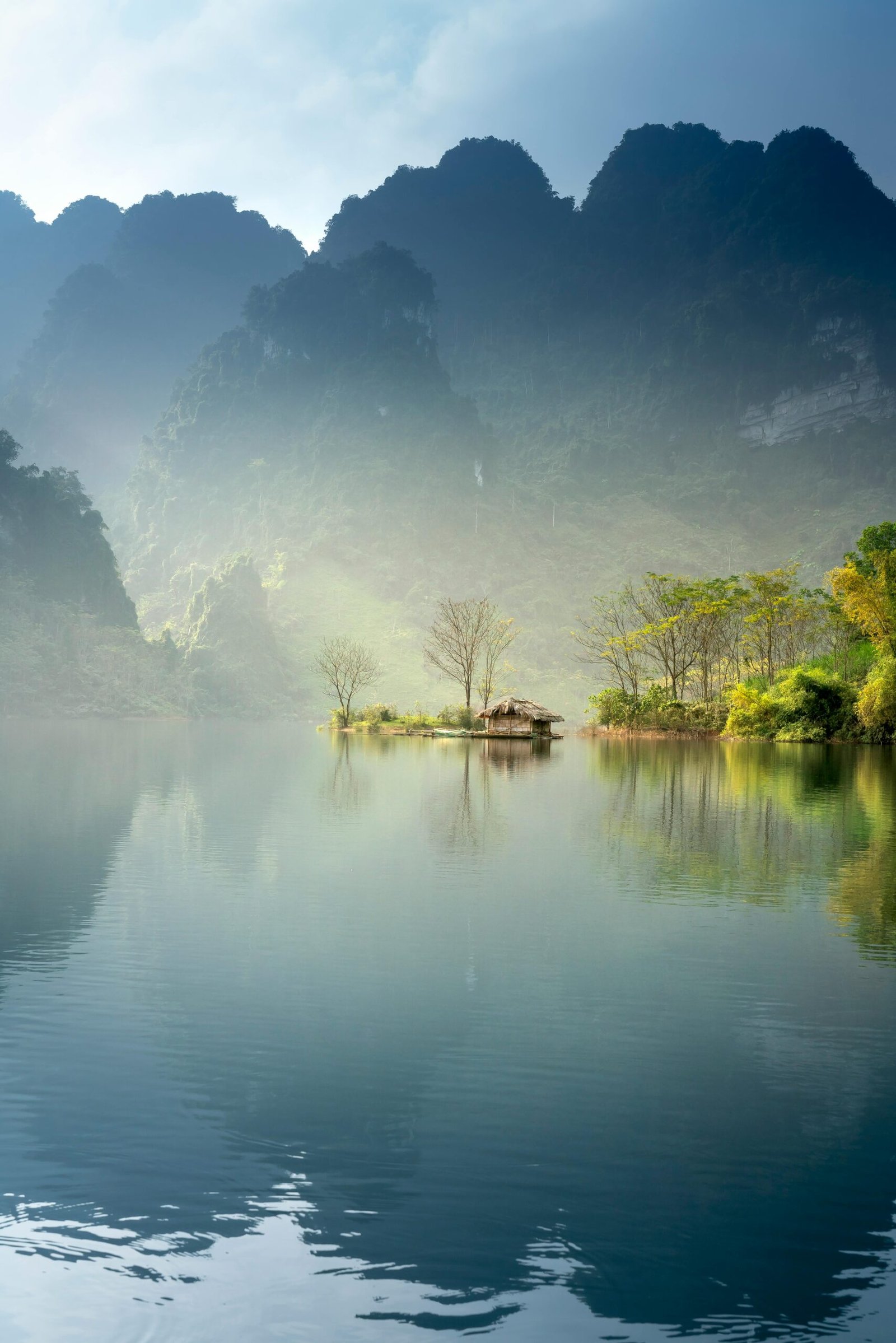 lake with mountains in the background