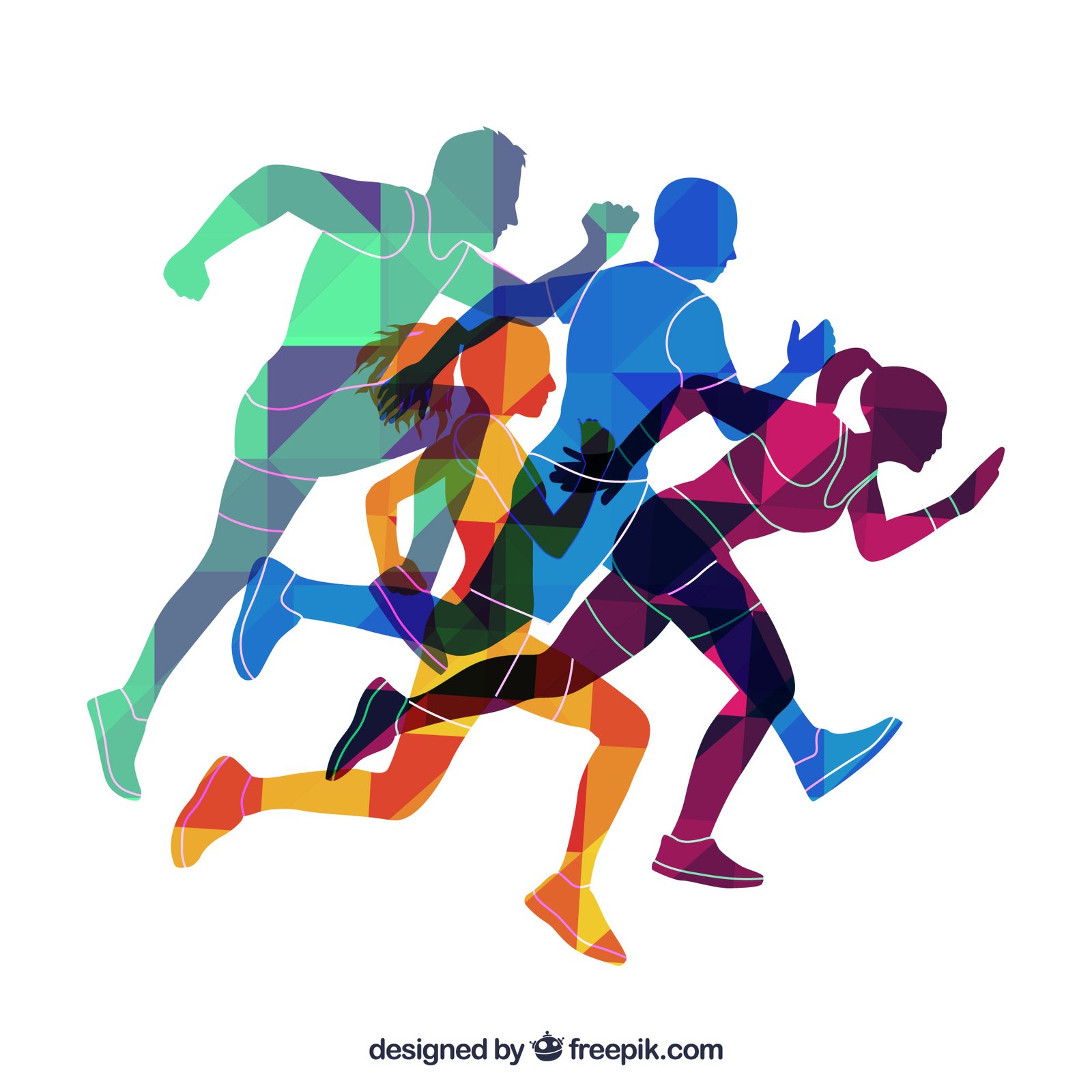 vector of people with different colors running