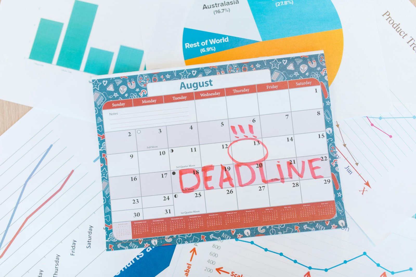 30 day challenge ideas- a calendar with a deadline marked on it with red marker