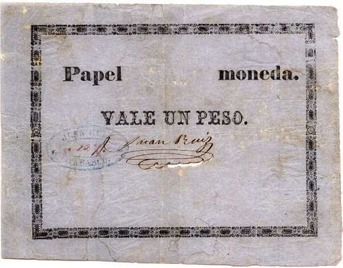 Papel Moneda used in Mexico during the 1860.