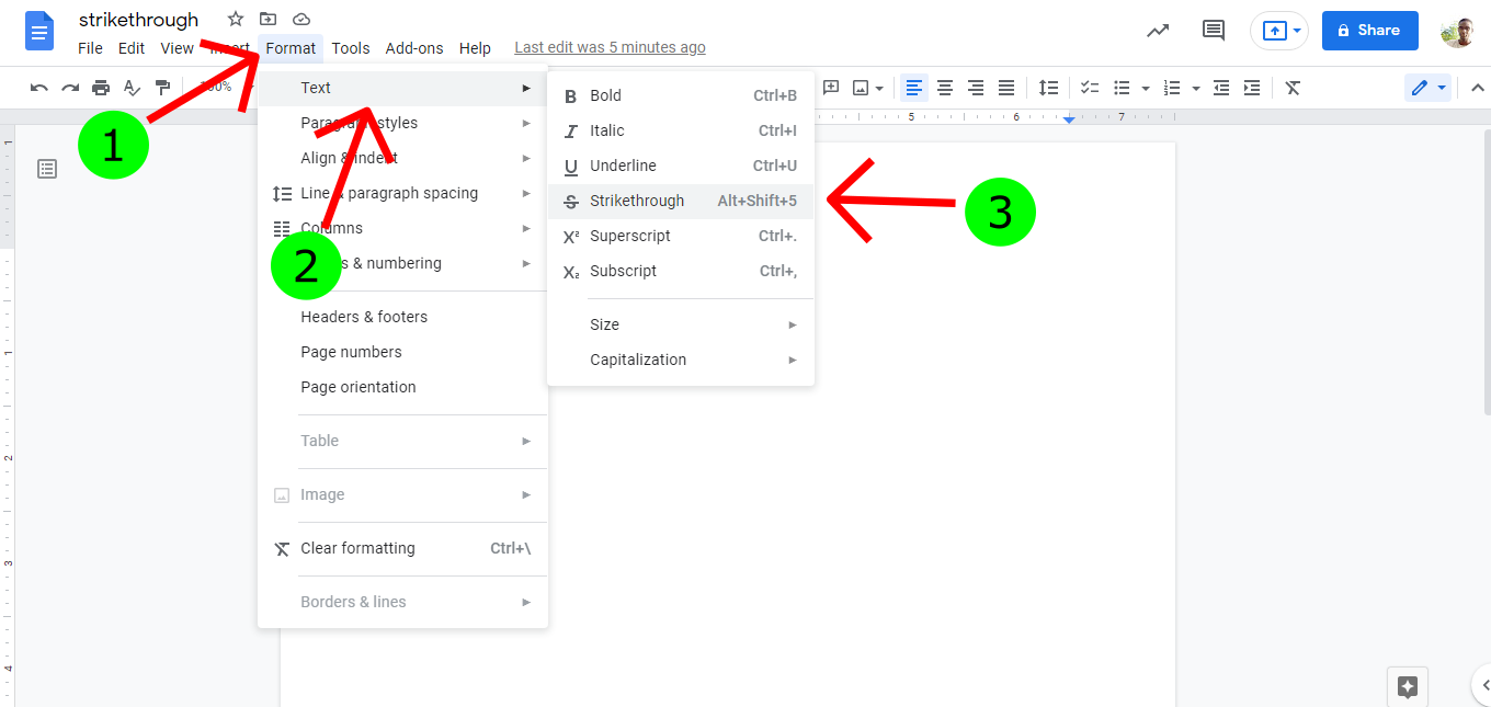 picture showing tips on how to strikethrough on google docs